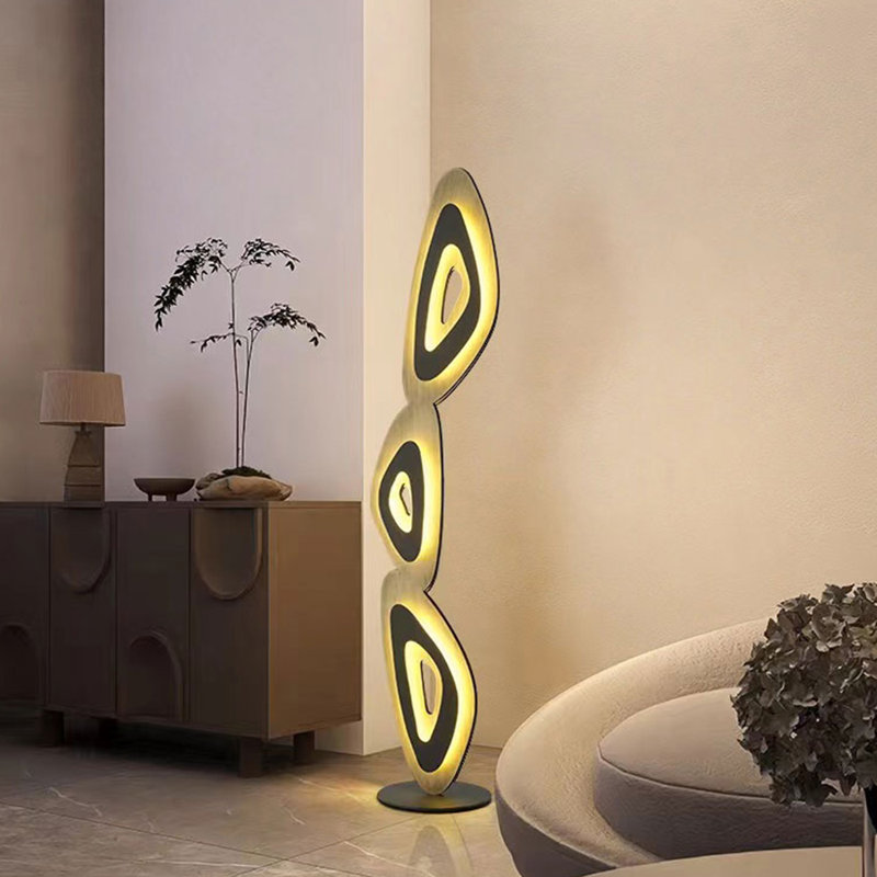 Modern Wrought Iron and Aluminum Art Floor Lamp