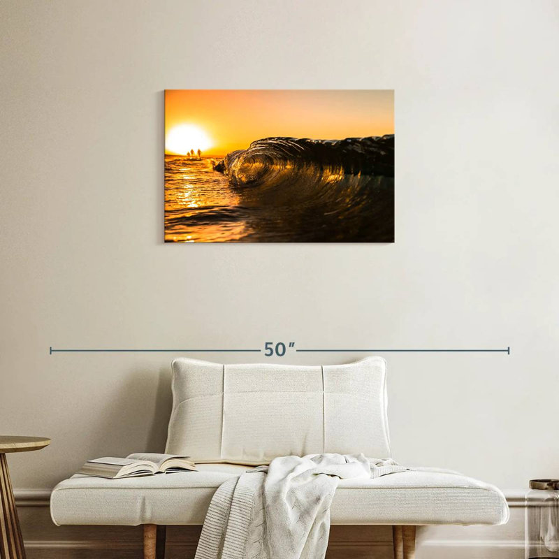 Gillard Golden Sunset Ocean Wave, 20" H x 30" W