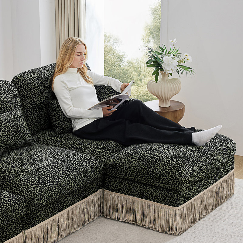 Canapé Comfy Leopard, Green Chenille