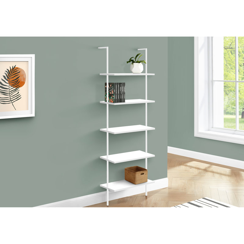 Bibliothèque à 5 niveaux pour le salon - Métal blanc et bibliothèque fonctionnelle