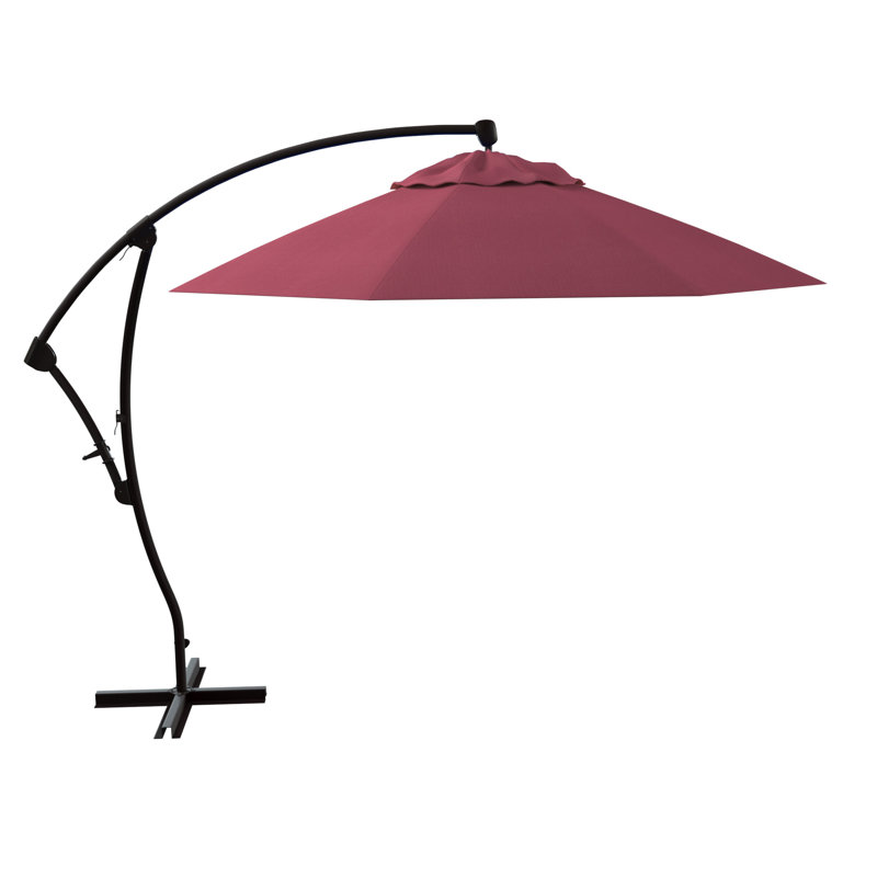 Parasol en porte-à-faux octogonal en porte-à-faux 9 pi x 9 pi 3 po Houpt, Toile Sunbrella® rose vif