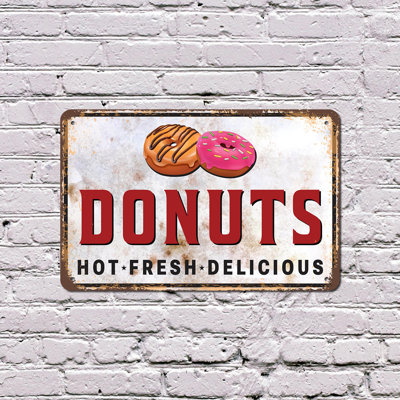 Donuts 10 Inch x 14 Inch Plastic Sign