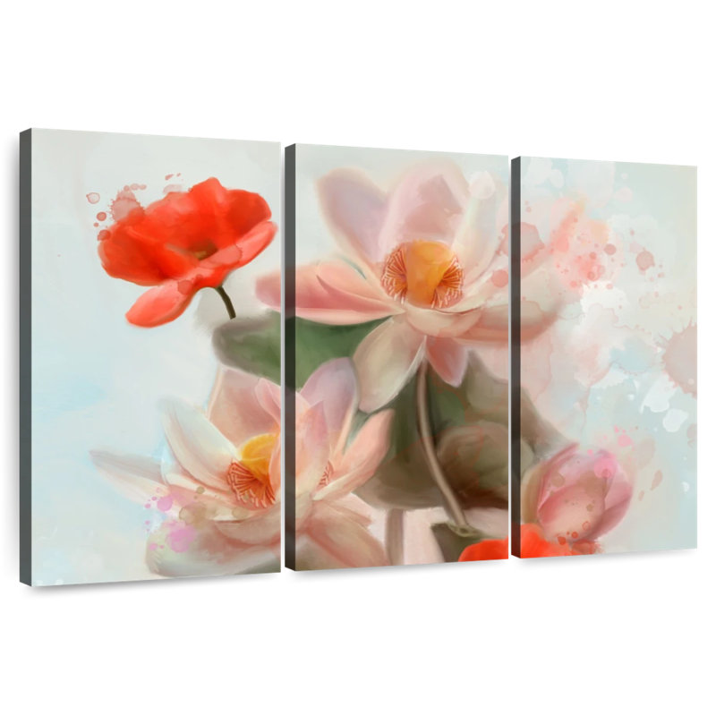 Harnek lys et coquelicots abstraits, H 48 po x l 74 po