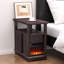 Albaraa 23.6''Tall Electric Fireplace Heater End Table with Charging Station and Wheels-1206520910