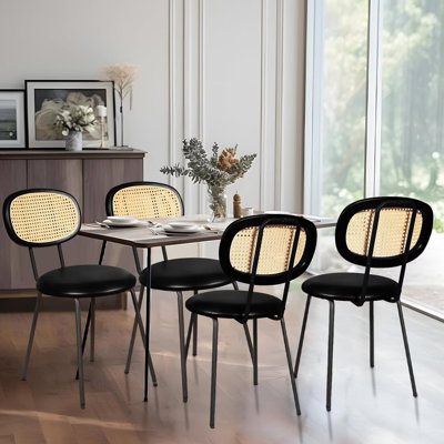 Chaise de salle à manger avec dossier en rotin Analeya (ensemble de 2)