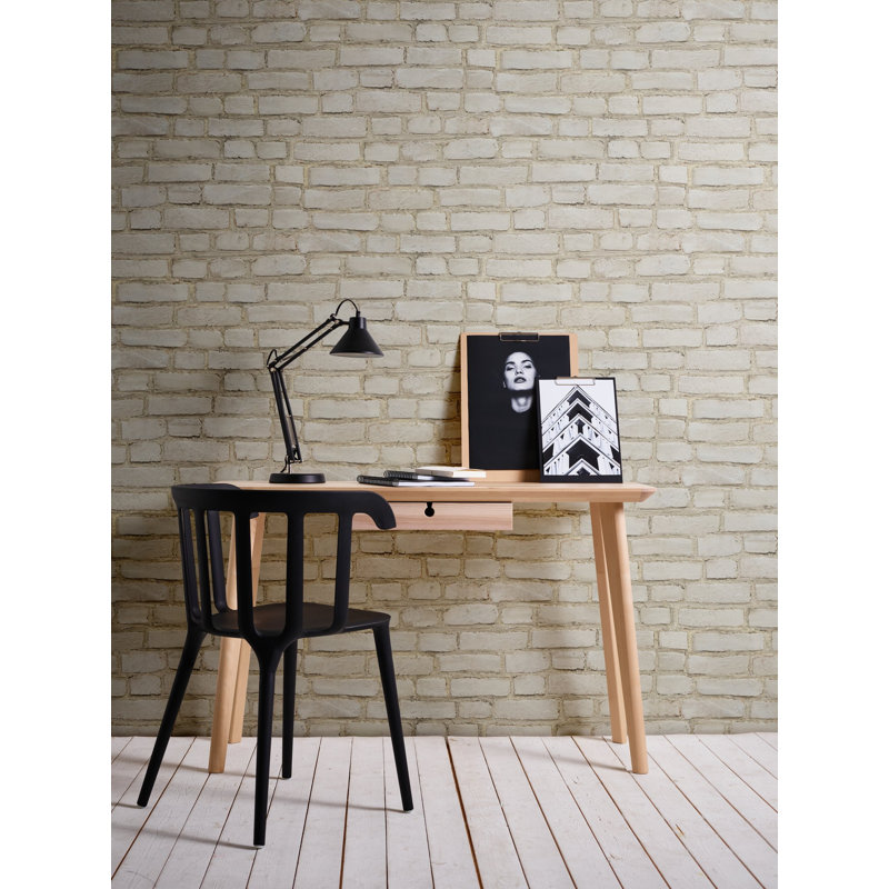 Bricks and More Collection Coastal Brick Effect Wallpaper Roll, Beige
