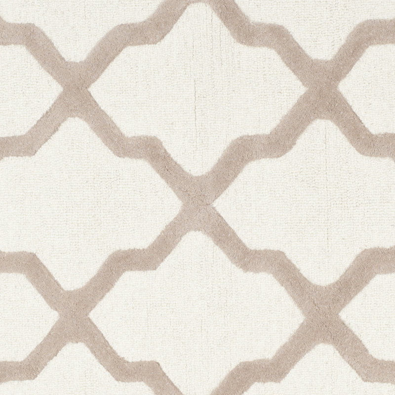 Cannen Hand Tufted Wool Geometric Rug, Runner 2'6" x 6', Ivory/Beige