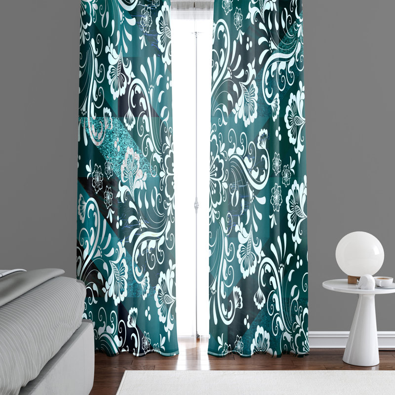 Panneaux de rideaux semi-transparents à motif floral, L 40 po x L 61 po
