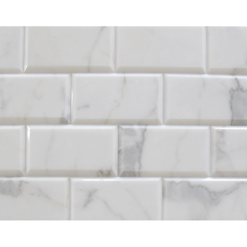 Carreau de mur et de plancher en marbre biseauté 3 po x 6 po