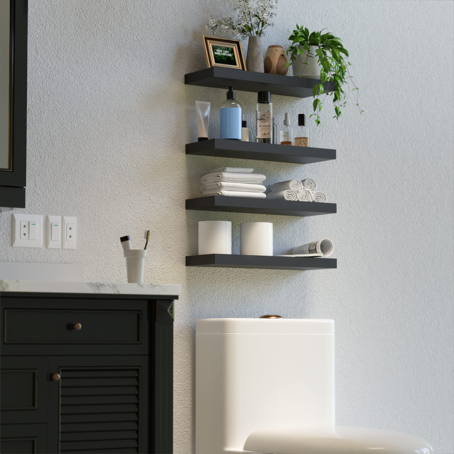 Latitude Run® Set Of 4 Modern Wall Mounted Shelves, Home Wall Decor ...