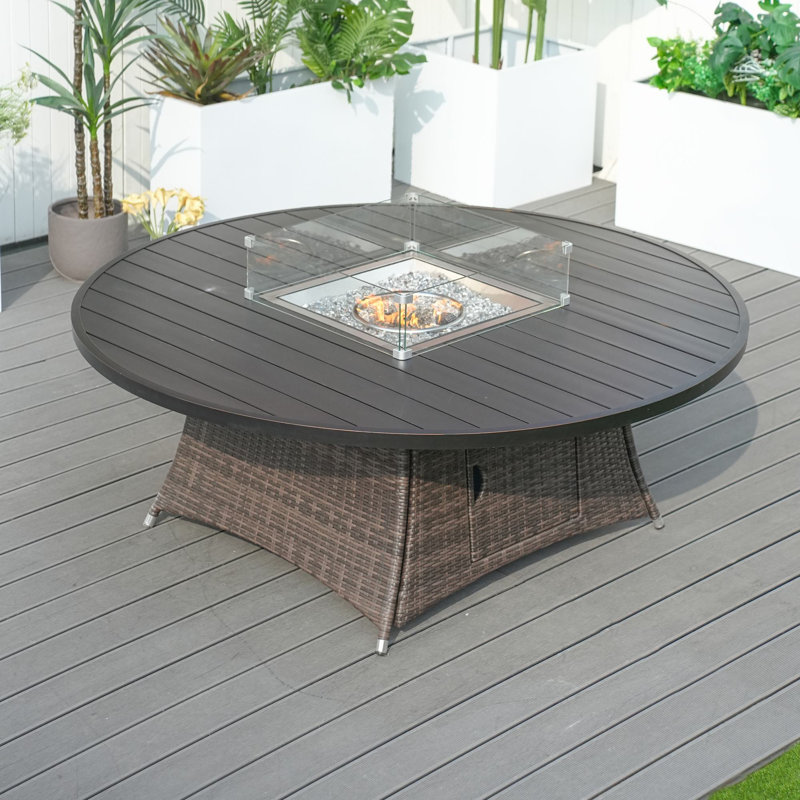 Flanagan Round Aluminum Propane Smokeless Fire Pit Table with Hidden Fuel Tank