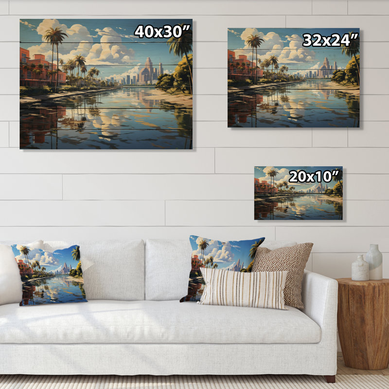 Miami Sunshines State I sur impression sur bois, H 10 po x l 20 po x P 0,78 po