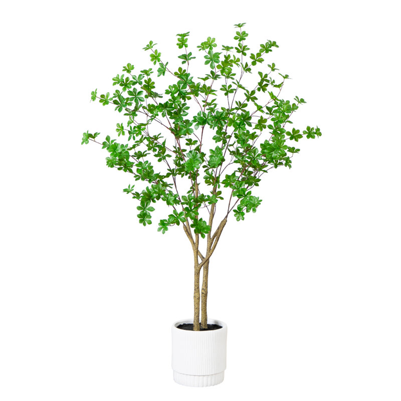 5 pi Enkianthus artificiel en pot de fleurs décoratif blanc