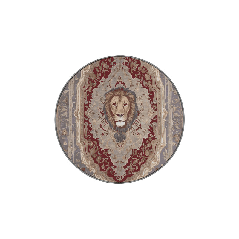 Tapis gris lavable à la machine, Rond 7 pi