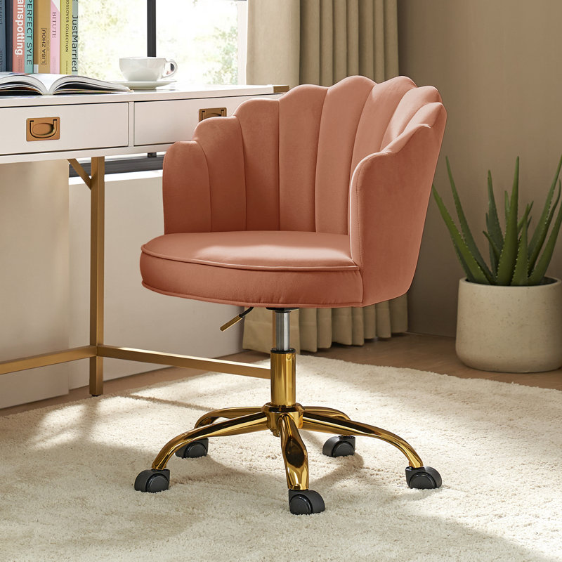 Belanda 23'' W Modern Velvet  Task Chair with Tufted Back, Coral