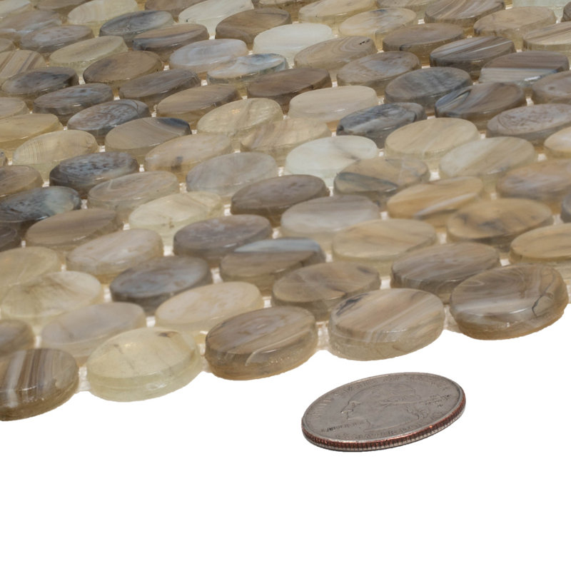 0.8 in. x 0.8 in. Glossy Tile, Beige