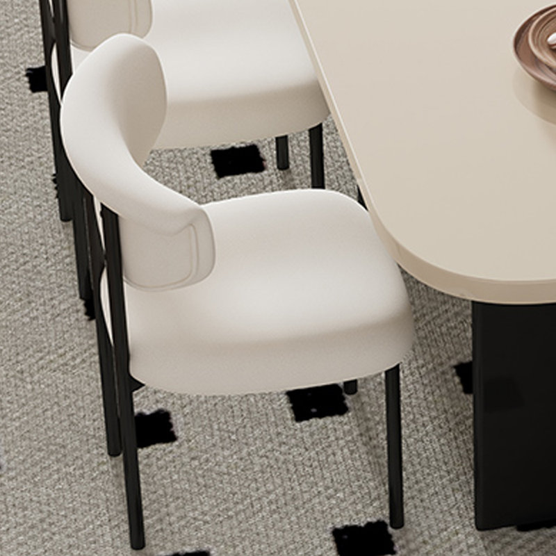 Ensemble de table de salle à manger moderne, simple et pratique, H 29,52 po x L 70,86 po x l 31,49 po, Blanc, Blanc crème