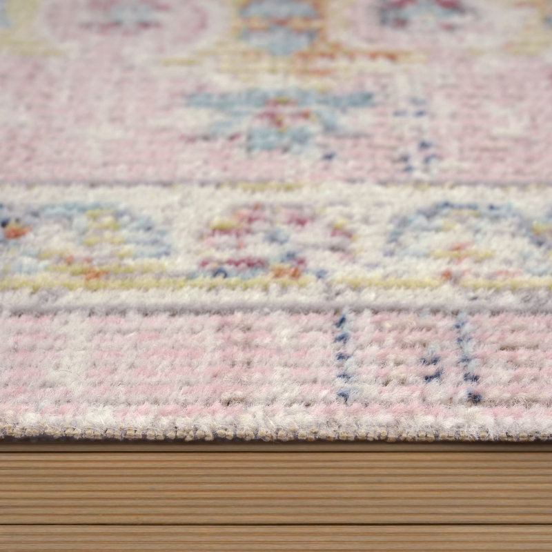 Slossberg 100% Polypropylene Pink/Blue Indoor/Outdoor Rug, Rectangle 140 x 200cm