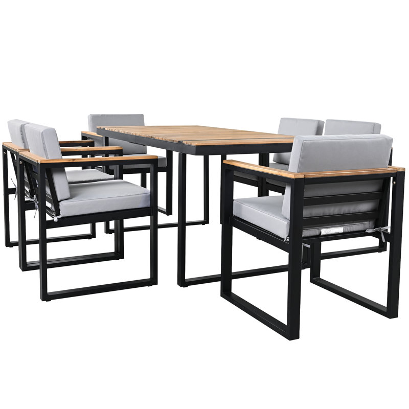 Ensemble repas d'extérieur 7 pièces 7 pièces, Gris