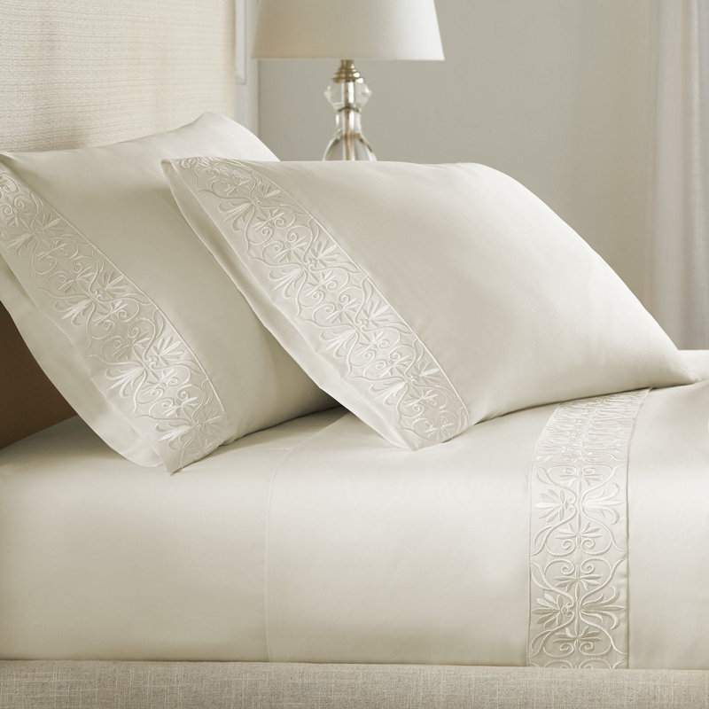 Ariane Sheet Set, King Sheet Set + 2 Pillowcases, Ivory