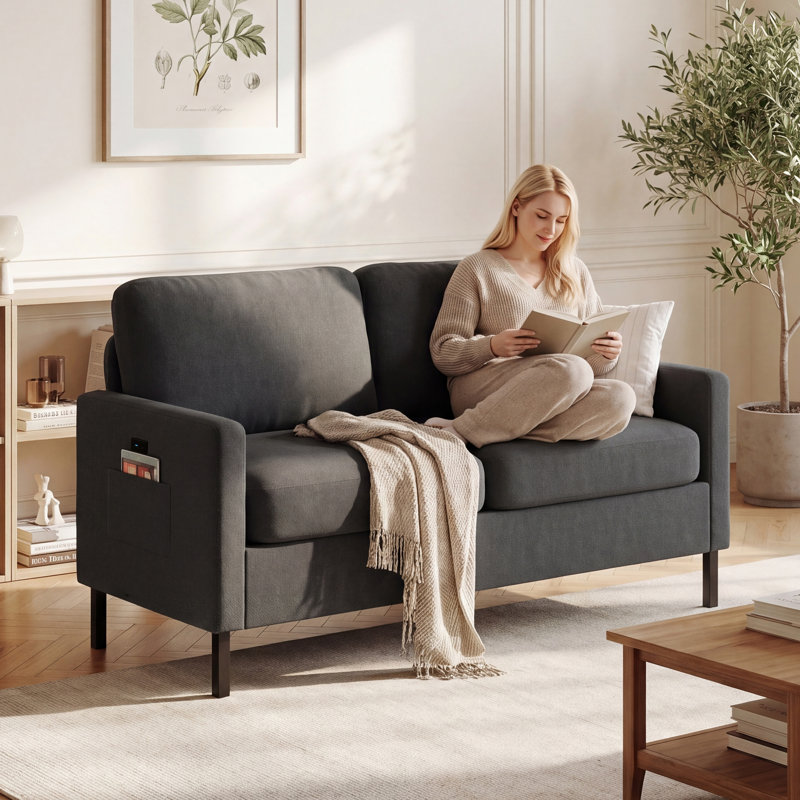 Redi Upholstered 56.3'' Loveseat, Dark Gray