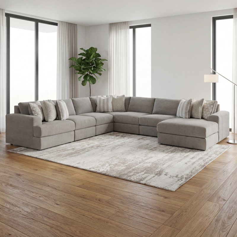 Canapé modulaire 7 pièces avec méridienne Tessler, Orienté à gauche (vu de face)