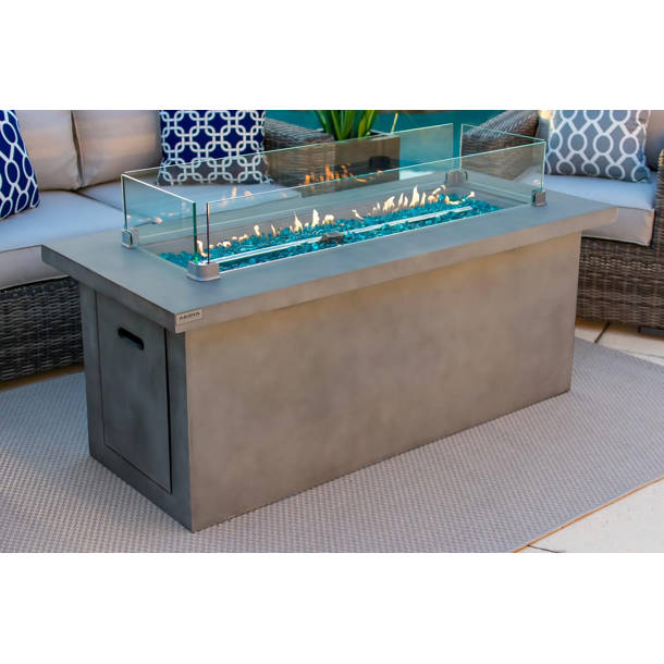 Envelor Andes 22'' H x 66'' W Concrete Propane Outdoor Fire Pit Table ...