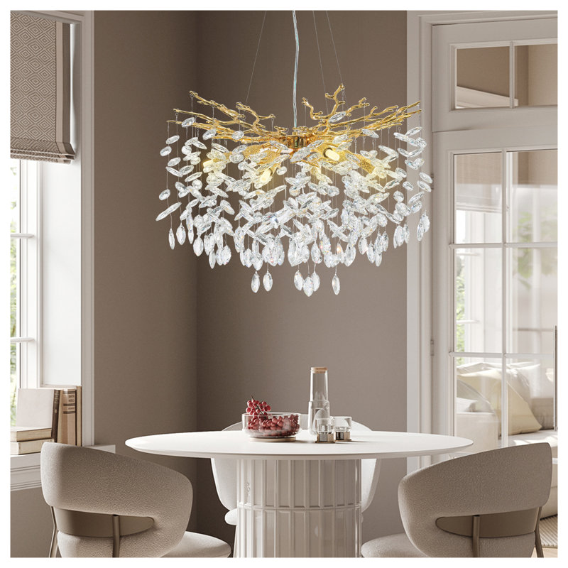 Lustre en cristal Paree Luxury, Doré, H 17,7 po x l 23,6 po x P 23,6 po