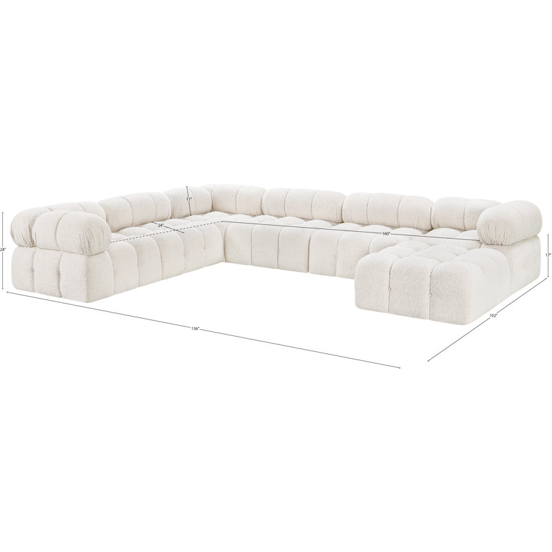 Canapé modulaire Ames 136 po Ames, Tissu crème bouclé