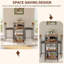 3-Piece Compact Dining Set for 2 with Wine Rack & Metal Frame – Modern Small-Space Dinette for Kitchen, Apartment – Tiger Wood-838352741