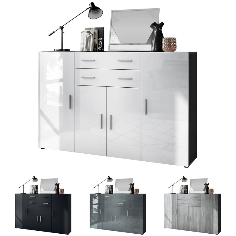 Mccammon 166 Cm Wide 2 Drawer Highboard, Avola Anthracite
