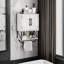Armoire à pharmacie Rustic Farmhouse - Porte de grange avec tablette réglable et barre à serviettes, blanc rétro