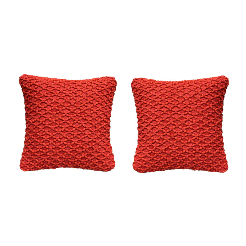 Housse de coussin diamant tressé carré, Rouge vif