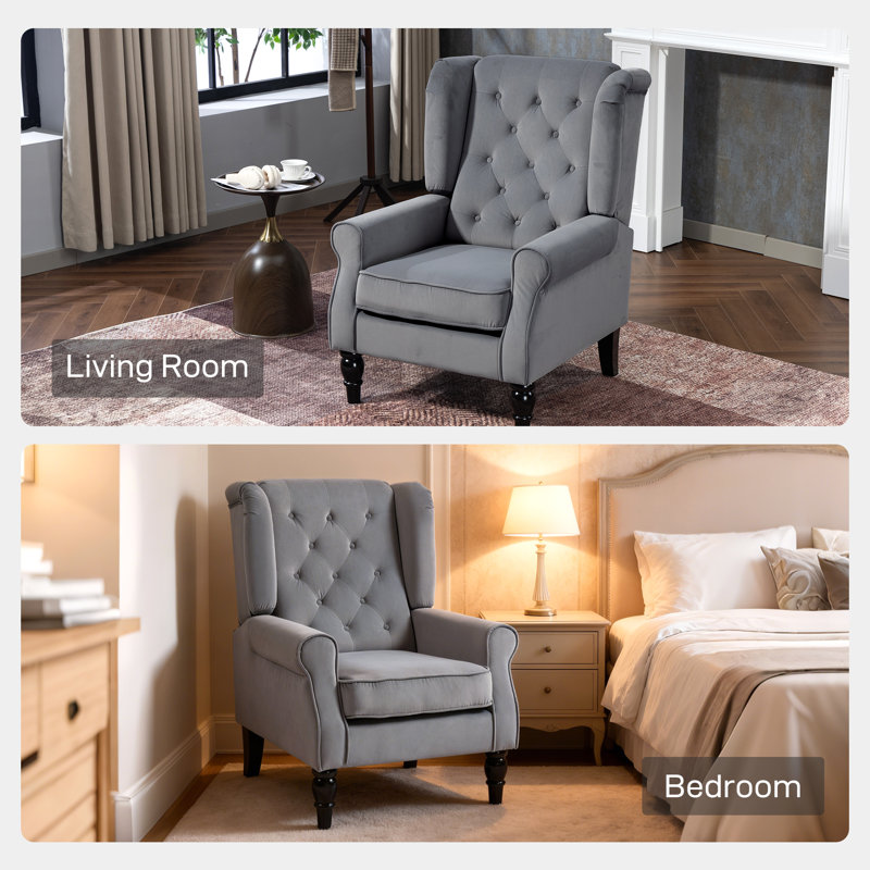 Upholstered Armchair, Light Grey
