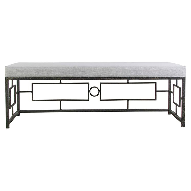 London Upholstered Bench, Antique Black/Dove Gray