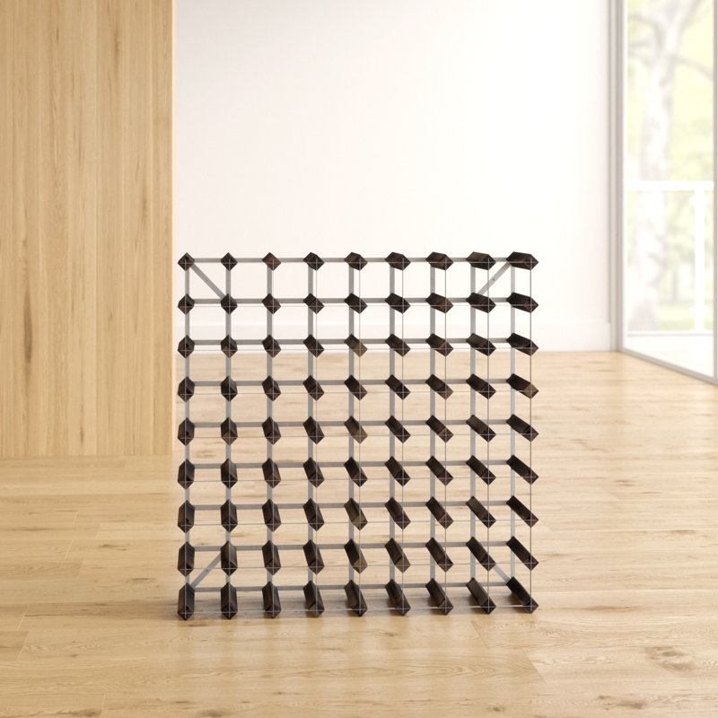 Liddle 72 Bottle Floor Wine Bottle Rack, Black Stained / Galvanised Steel