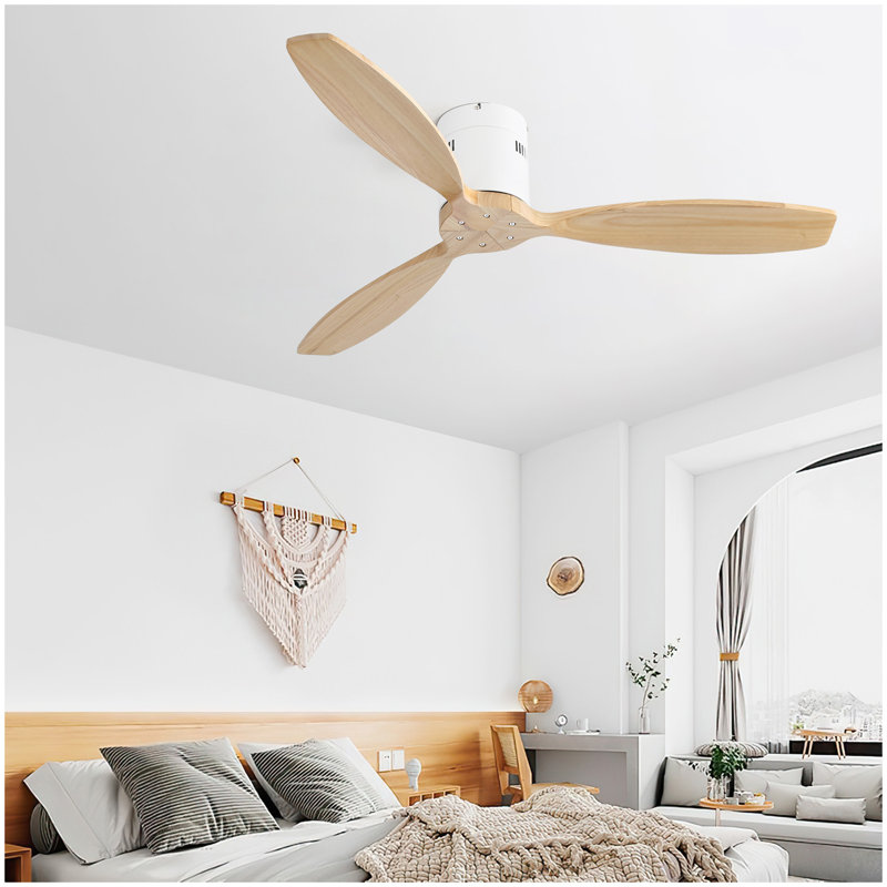 Ventilateur de plafond 52 pouces à 3 pales en bois massif pour ventilateur de plafond réversible silencieux
