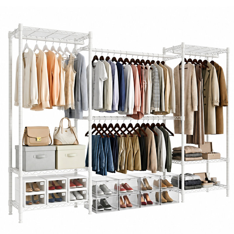 234.5cm Adjustable Clothing Rack, White