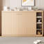 Lit double naturel avec une bibliothèque et une structure élégantes, pliable pour économiser de l'espace dans un petit appartement, de nombreuses options de rangement, une base en lattes de bois, un cadre de teinte à assemblage rapide,