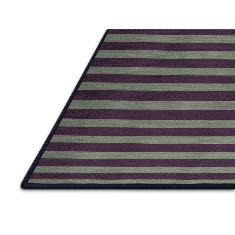 Tapis mauve à rayures horizontales lavable à la machine, Carré 5 pi