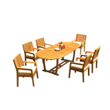 Maskell Teak Wood Patio Dining Set with Oval Table