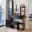 Full Body Mirror Cabinet + Round LED Vanity Table + Cushioned Stool, 17\-1080785549