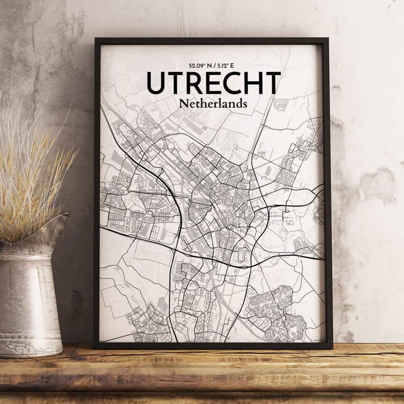 Utrecht City Map - No Frame Print, 50.8cm H x 40.6cm W x 0.13cm D x 0.13cm D
