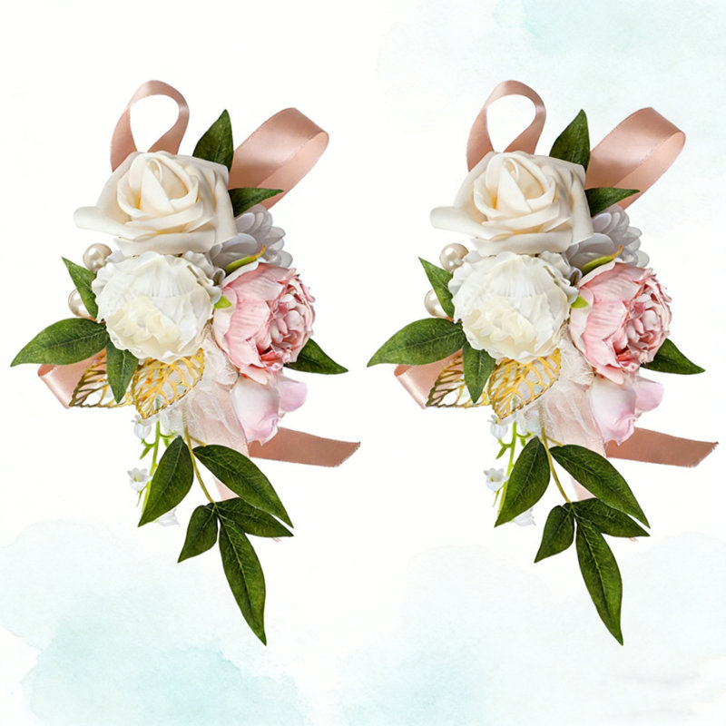 Petit corsage de demoiselle d'honneur, fleurs artificielles, épaules, décoration de la commode, rose vert, demoiselle d'honneur