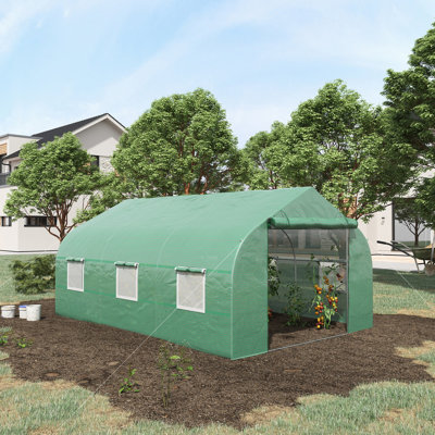 Outsunny 11.5' X 10' X 7' Walk-In Greenhouse, Tunnel Green House With Zippered Mesh Door And 6 Mesh Windows, Gardening Plant Hot House With Galvanized Steel Frame