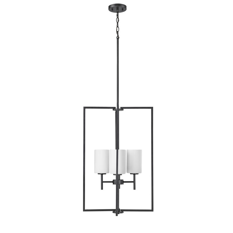 Luminaire suspendu rectangulaire à 4 lumières Sumika, Noir mat