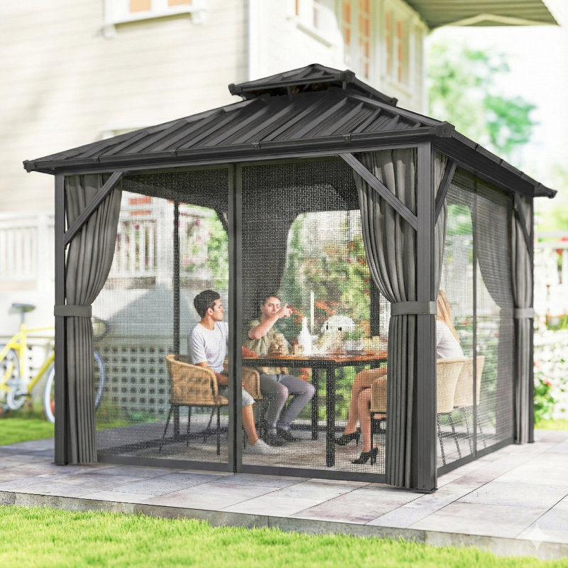 Abri de jardin à toit rigide 10 'x 10' avec double toit en acier galvanisé