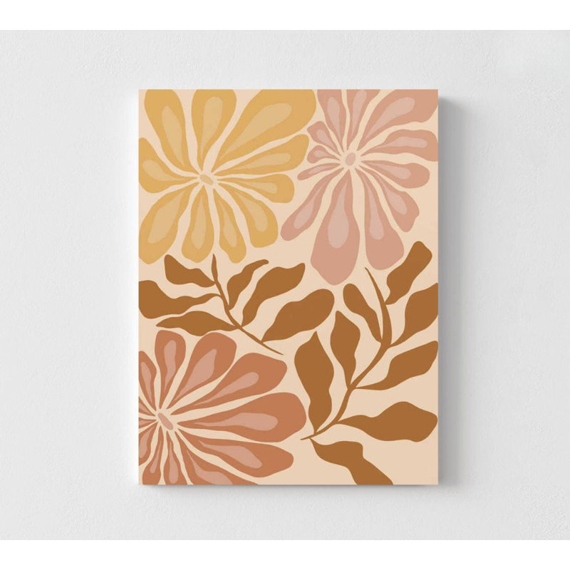 Affiche d'art floral rétro - reproduction botanique moderne dans des tons chauds de terre, H 10 po x l 8 po