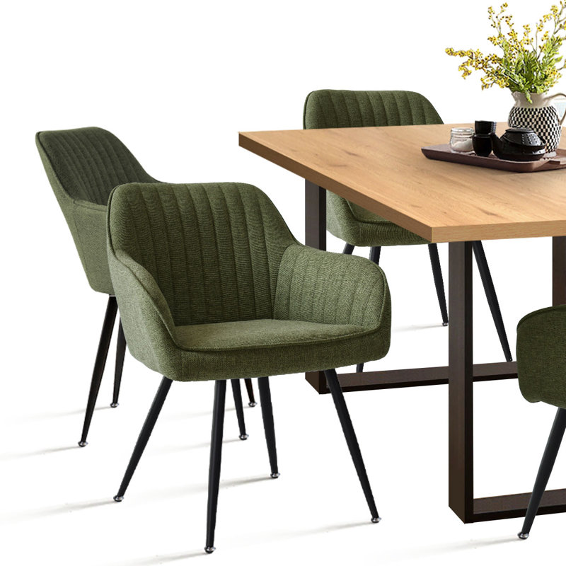 Bhagirath 31.5'' W 6-Person Rectangular Dining Set, Oak, Green