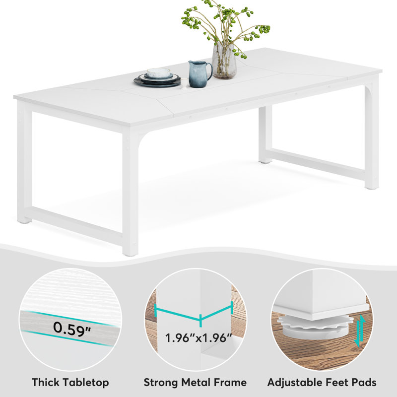 Table de salle à manger, L 39,4 po x L 78,7 po, Blanc, Blanc
